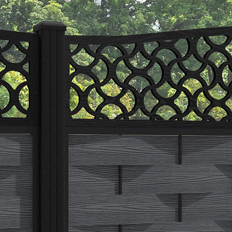 Ripple Vida Curved Top Fence Panel - Dark Grey - with our aluminium posts