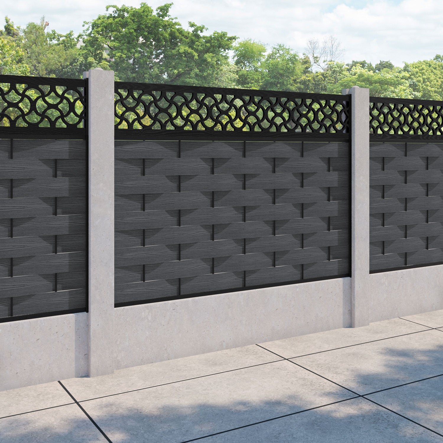 Ripple Vida Fence Panel - Dark Grey - for existing concrete posts