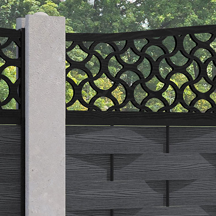 Ripple Vida Curved Top Fence Panel - Dark Grey - for existing concrete posts