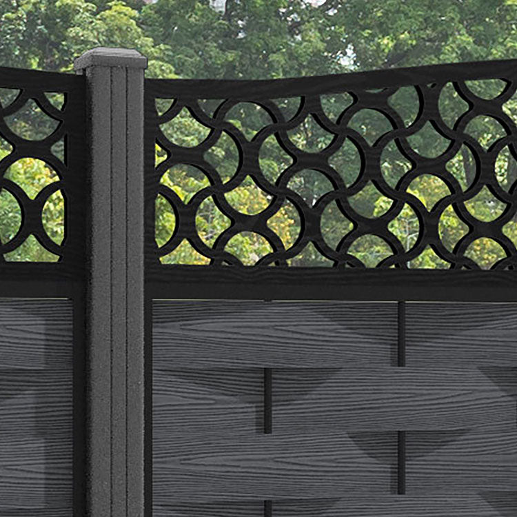 Ripple Vida Curved Top Fence Panel - Dark Grey - with our aluminium posts