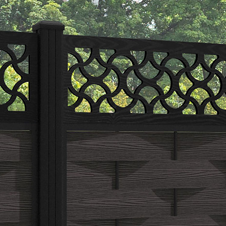 Ripple Vida Fence Panel - Dark Oak - with our aluminium posts
