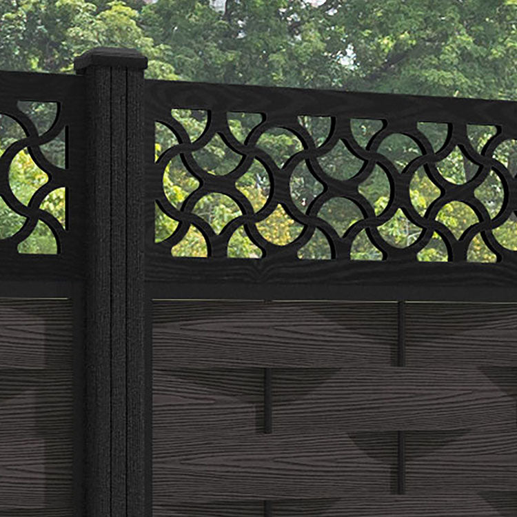 Ripple Vida Fence Panel - Dark Oak - with our composite posts