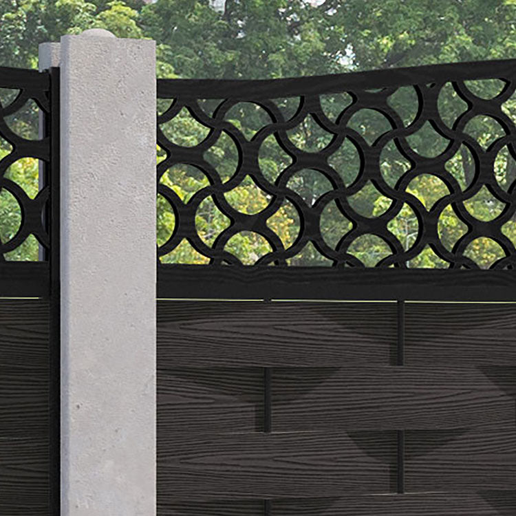 Ripple Vida Curved Top Fence Panel - Dark Oak - for existing concrete posts