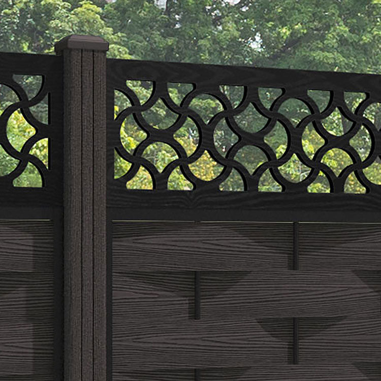 Ripple Vida Fence Panel - Dark Oak - with our composite posts