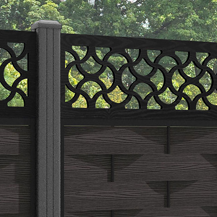 Ripple Vida Fence Panel - Dark Oak - with our aluminium posts