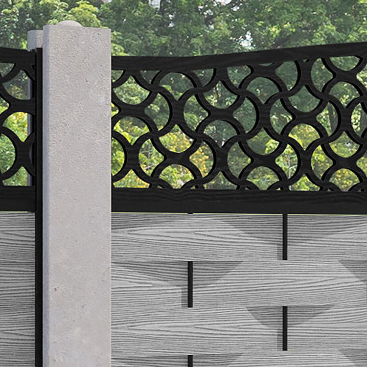 Ripple Vida Curved Top Fence Panel - Light Grey - for existing concrete posts
