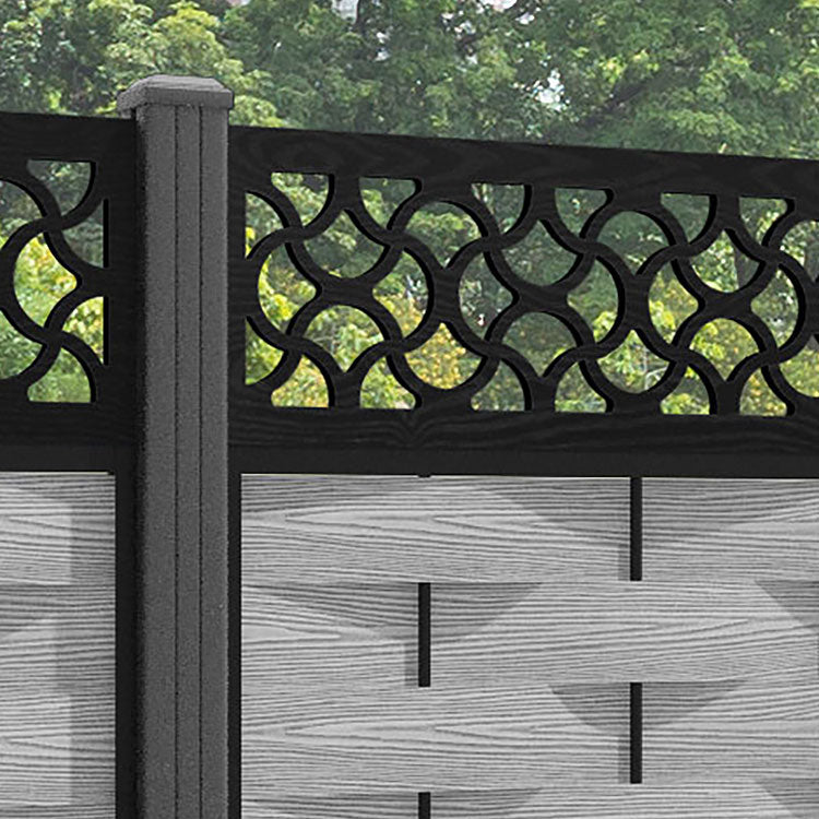 Ripple Vida Fence Panel - Light Grey - with our aluminium posts