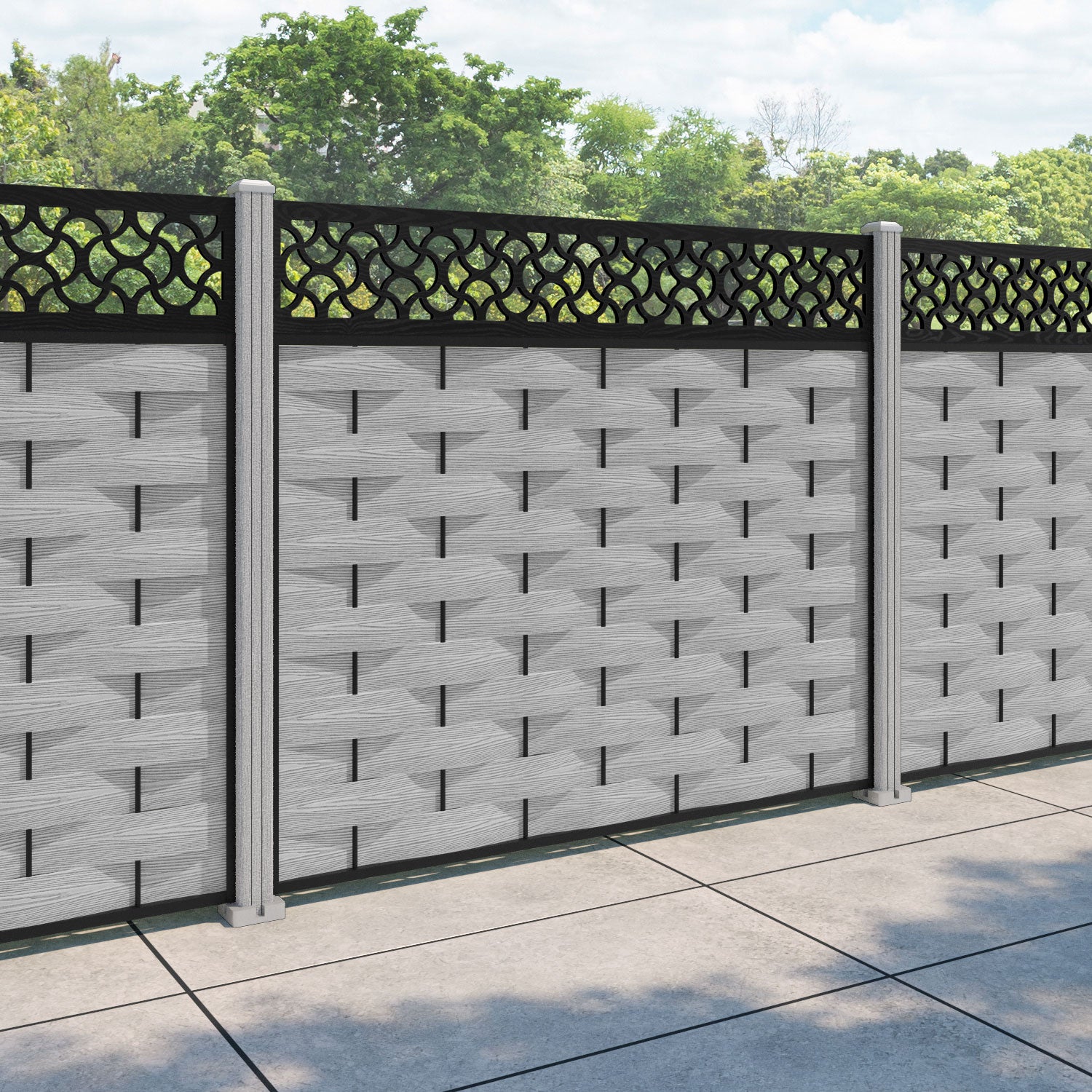Ripple Vida Fence Panel - Light Grey - with our composite posts