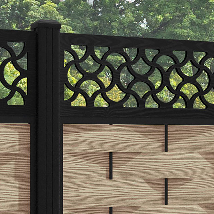 Ripple Vida Fence Panel - Light Oak - with our aluminium posts
