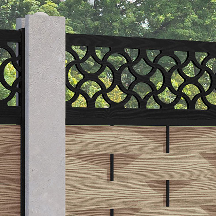Ripple Vida Fence Panel - Light Oak - for existing concrete posts