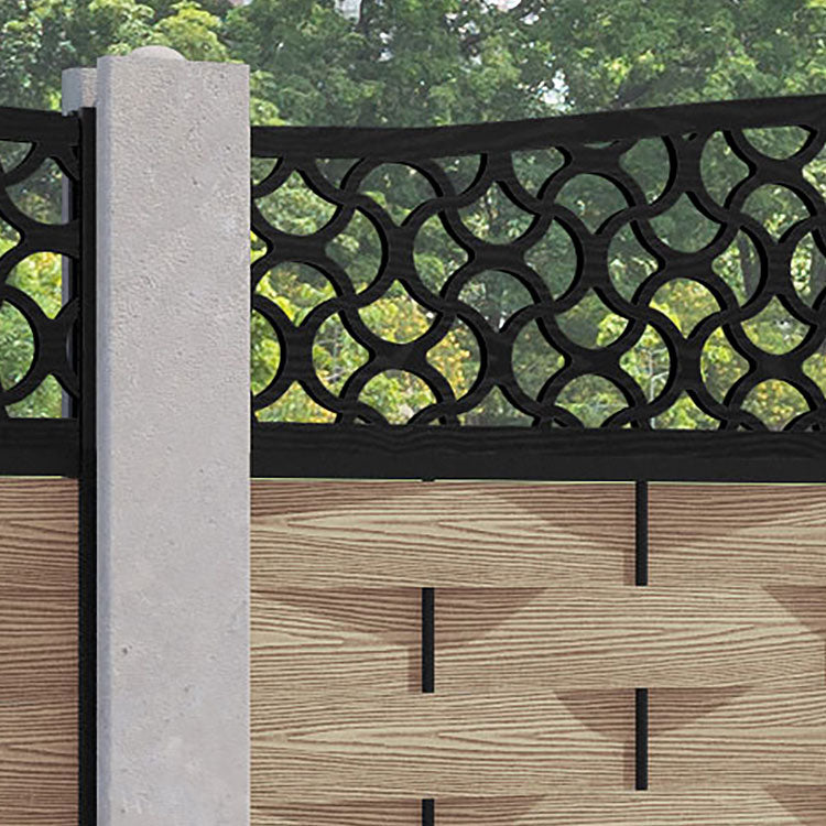 Ripple Vida Curved Top Fence Panel - Light Oak - for existing concrete posts