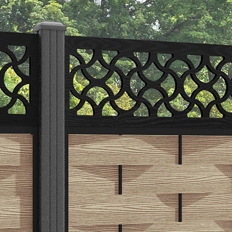 Ripple Vida Fence Panel - Light Oak - with our aluminium posts