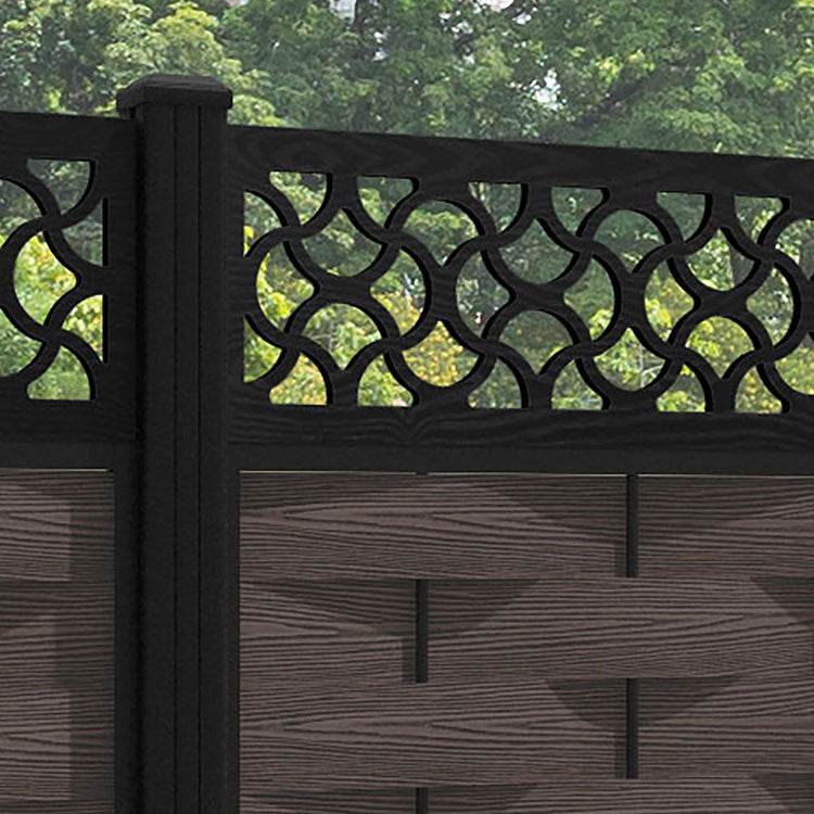 Ripple Vida Fence Panel - Mid Brown - with our aluminium posts