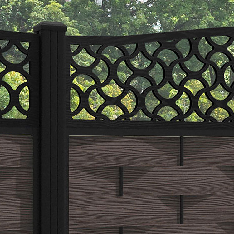 Ripple Vida Curved Top Fence Panel - Mid Brown - with our aluminium posts