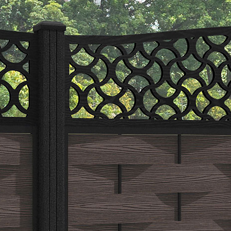 Ripple Vida Curved Top Fence Panel - Mid Brown - with our composite posts
