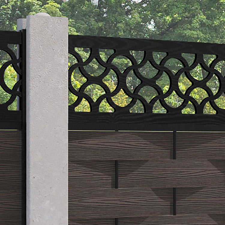 Ripple Vida Fence Panel - Mid Brown - for existing concrete posts