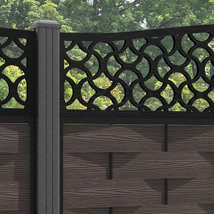 Ripple Vida Curved Top Fence Panel - Mid Brown - with our aluminium posts