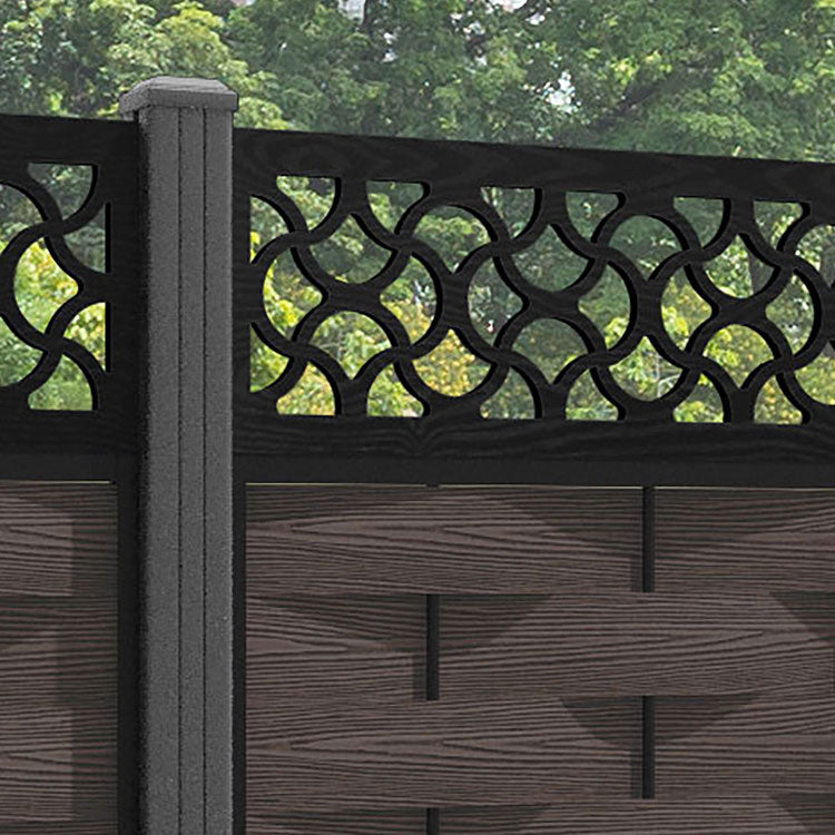 Ripple Vida Fence Panel - Mid Brown - with our aluminium posts