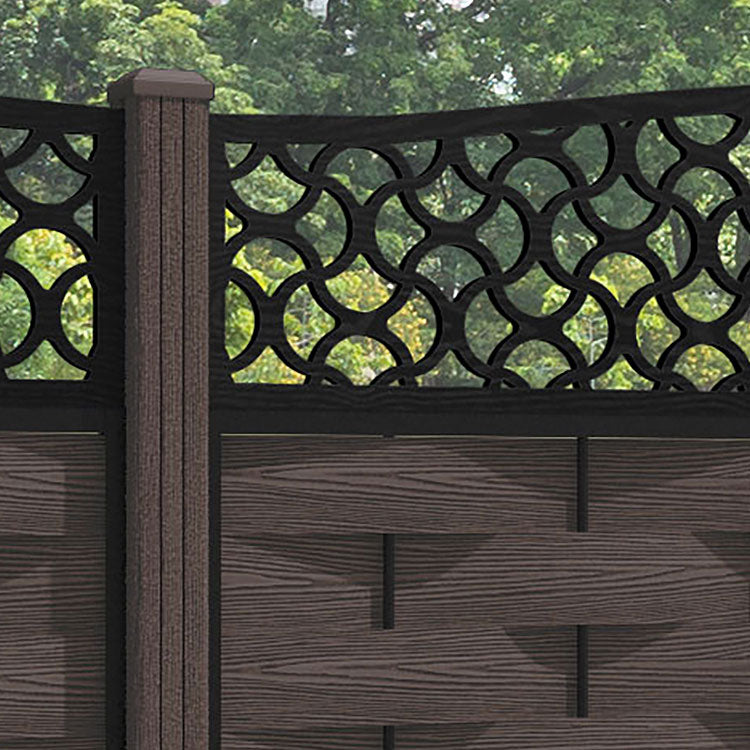 Ripple Vida Curved Top Fence Panel - Mid Brown - with our composite posts