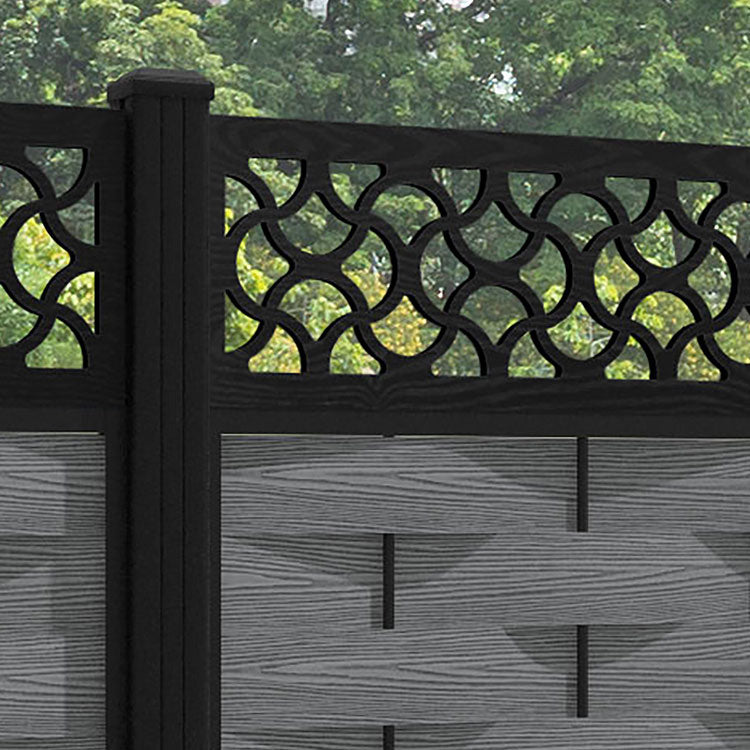 Ripple Vida Fence Panel - Mid Grey - with our aluminium posts