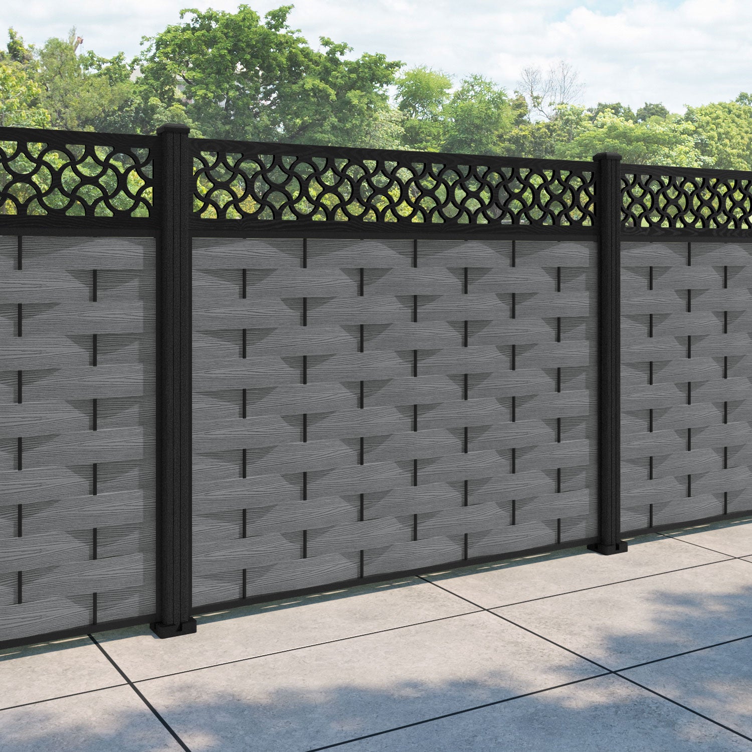Ripple Vida Fence Panel - Mid Grey - with our composite posts