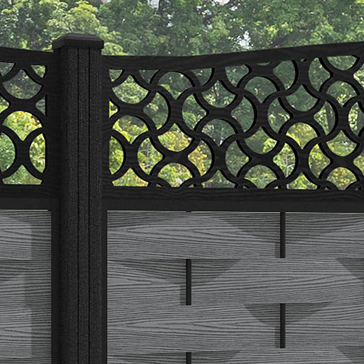 Ripple Vida Curved Top Fence Panel - Mid Grey - with our composite posts