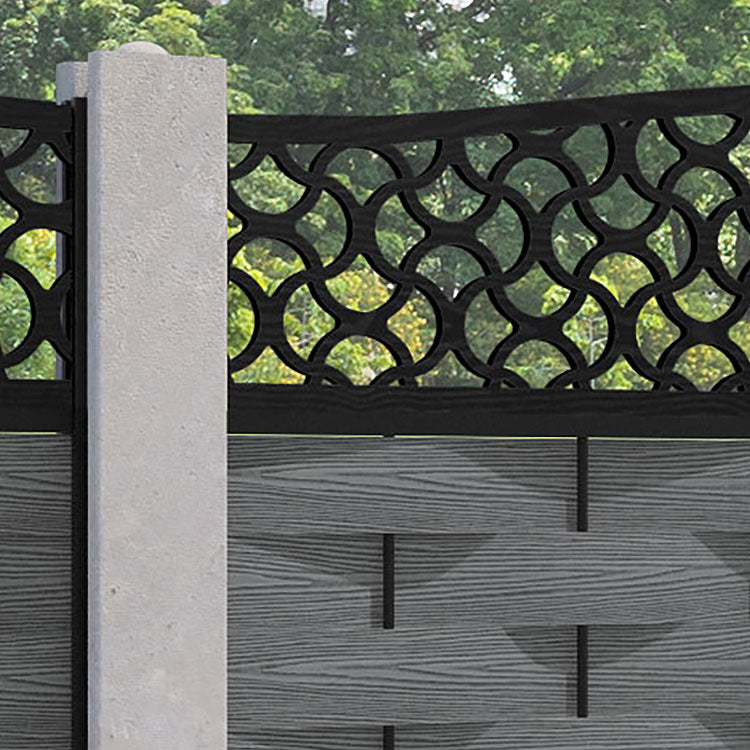 Ripple Vida Curved Top Fence Panel - Mid Grey - for existing concrete posts