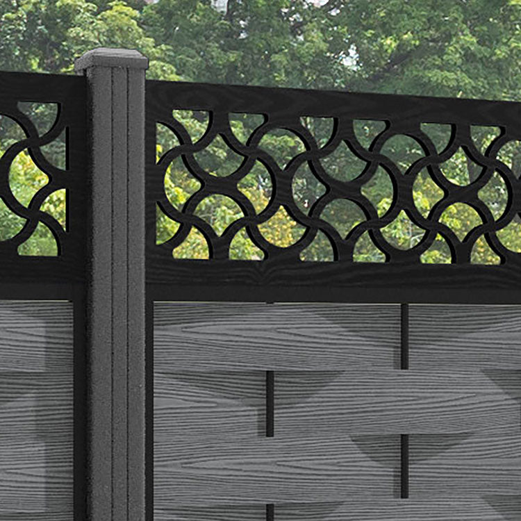 Ripple Vida Fence Panel - Mid Grey - with our aluminium posts