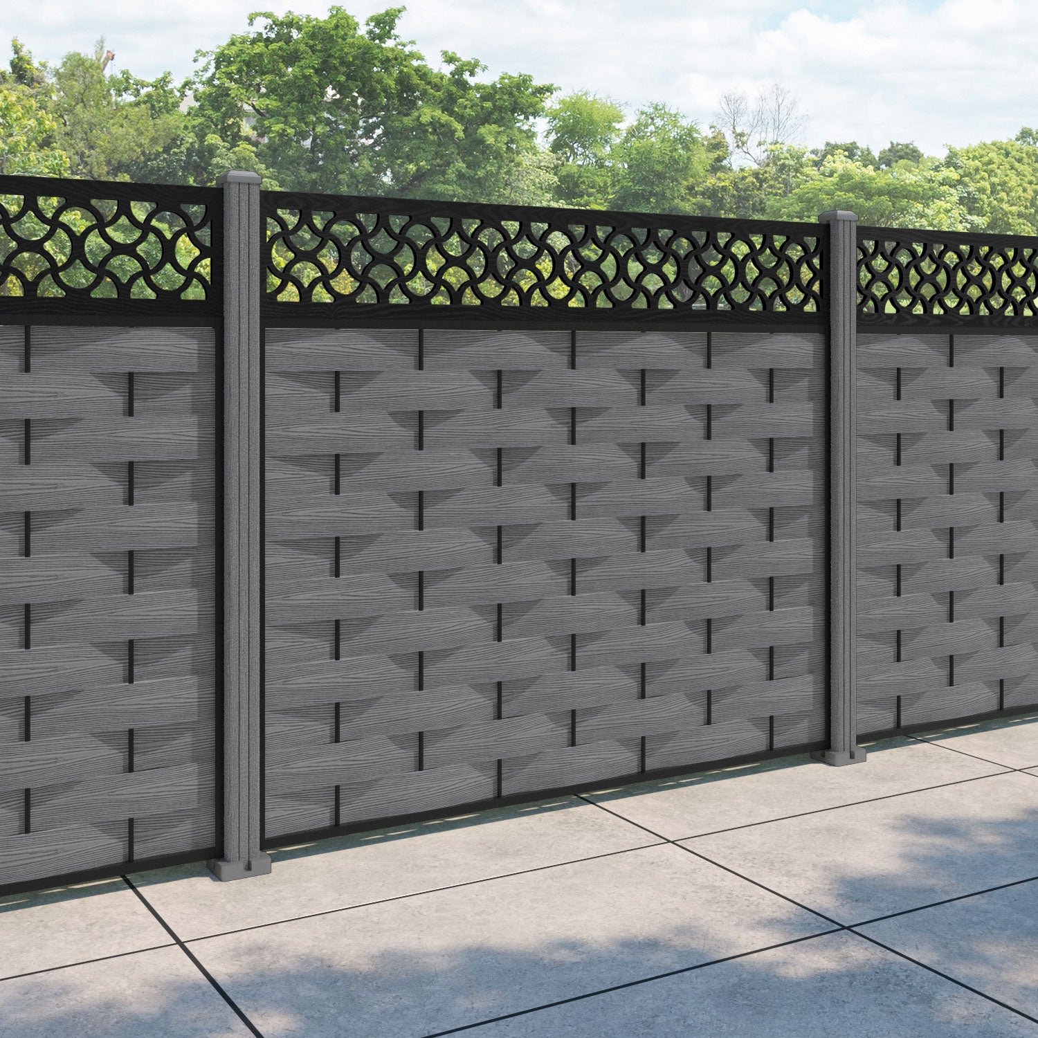 Ripple Vida Fence Panel - Mid Grey - with our composite posts