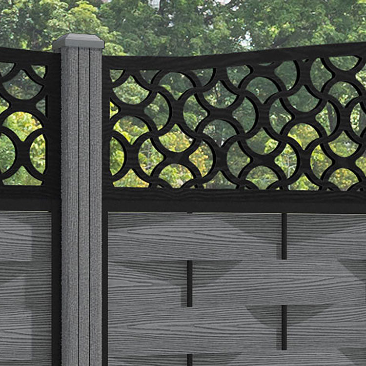 Ripple Vida Curved Top Fence Panel - Mid Grey - with our composite posts