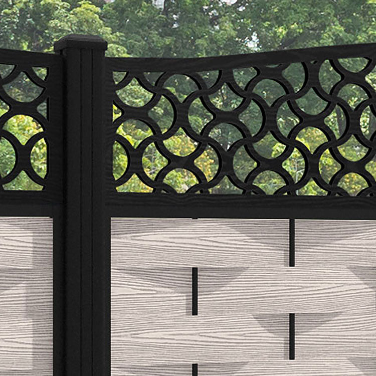 Ripple Vida Curved Top Fence Panel - Mid Stone - with our aluminium posts