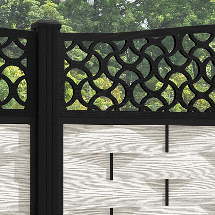 Ripple Vida Curved Top Fence Panel - Light Stone - with our aluminium posts