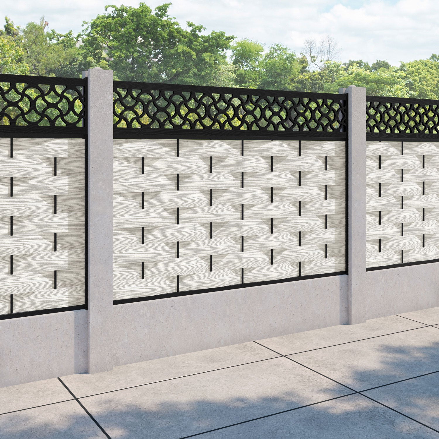 Ripple Vida Fence Panel - Light Stone - for existing concrete posts