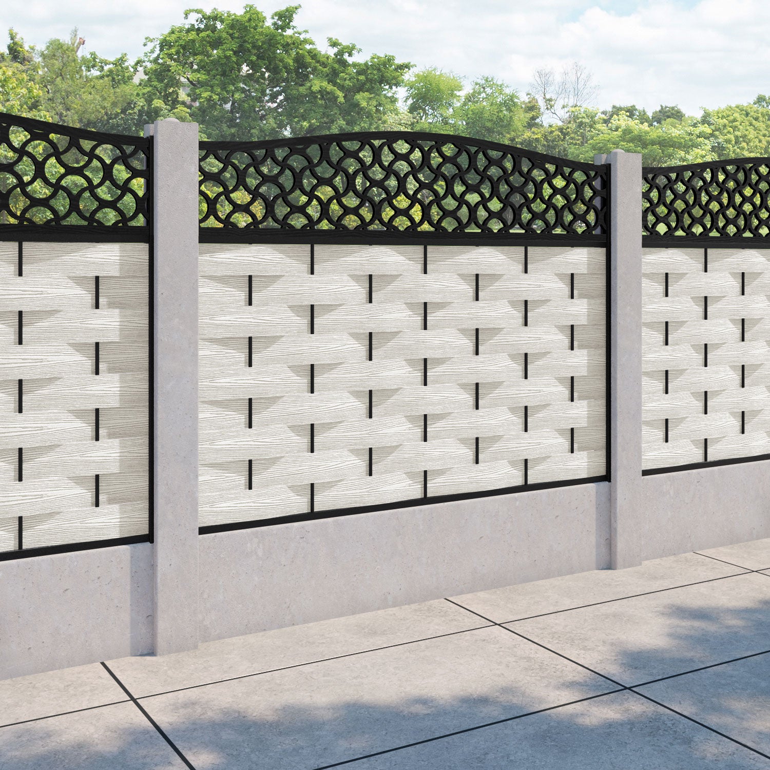 Ripple Vida Curved Top Fence Panel - Light Stone - for existing concrete posts