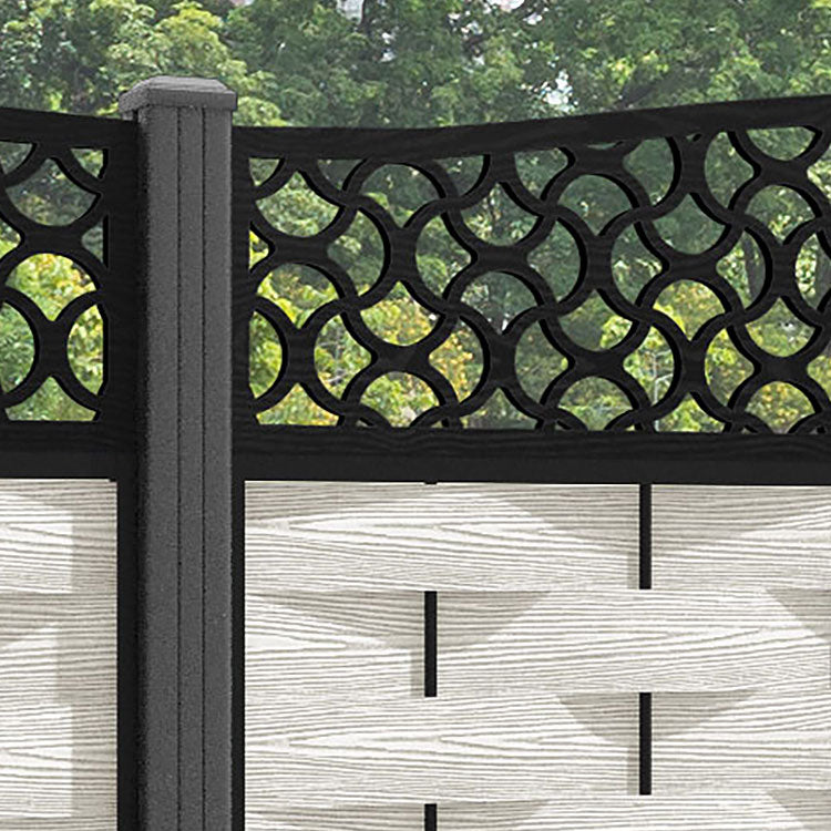 Ripple Vida Curved Top Fence Panel - Light Stone - with our aluminium posts