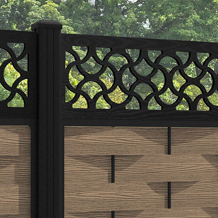 Ripple Vida Fence Panel - Teak - with our aluminium posts