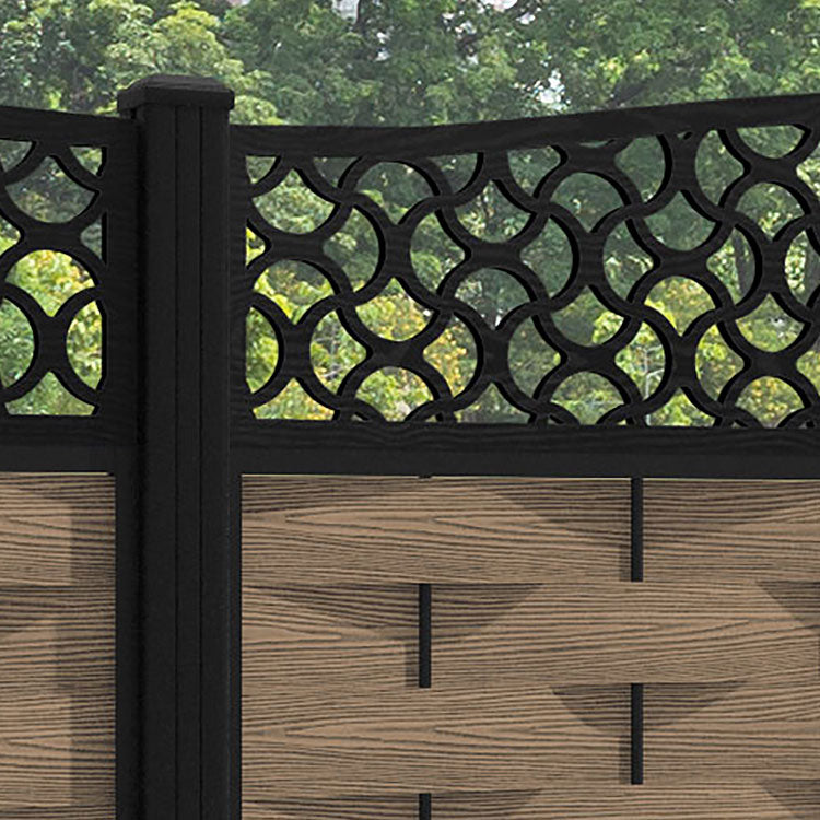 Ripple Vida Curved Top Fence Panel - Teak - with our aluminium posts