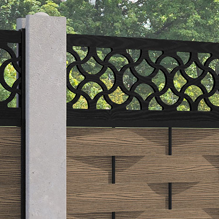 Ripple Vida Fence Panel - Teak - for existing concrete posts