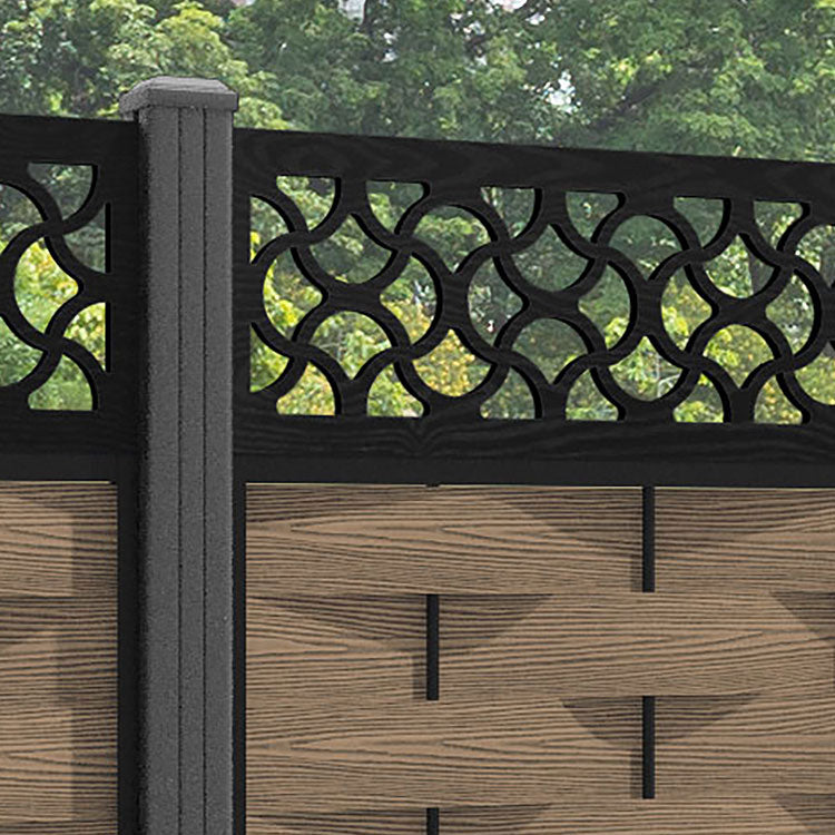 Ripple Vida Fence Panel - Teak - with our aluminium posts