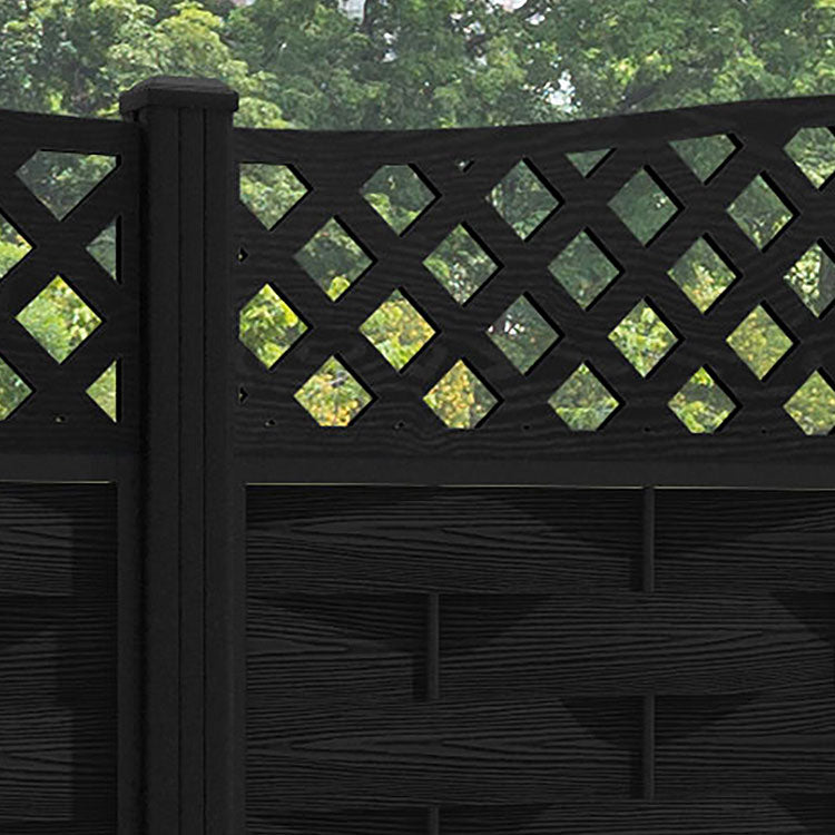 Ripple High Wave Curved Top Fence Panel - Black - with our aluminium posts