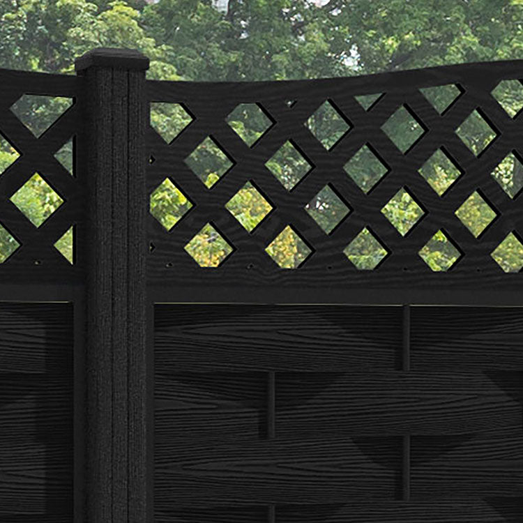 Ripple High Wave Curved Top Fence Panel - Black - with our composite posts