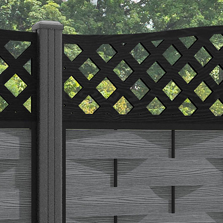 Ripple High Wave Fence Panel - Mid Grey - with our aluminium posts