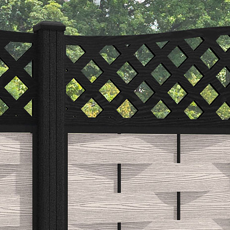 Ripple High Wave Curved Top Fence Panel - Mid Stone - with our composite posts