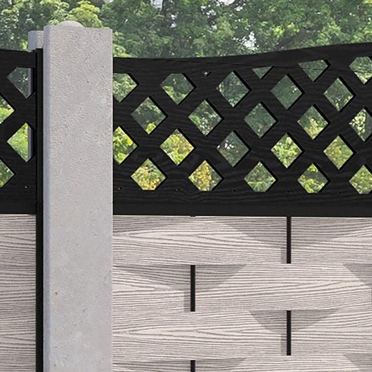 Ripple High Wave Curved Top Fence Panel - Mid Stone - for existing concrete posts