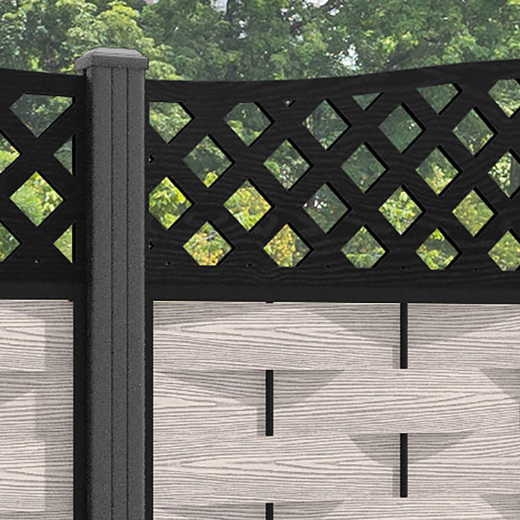 Ripple High Wave Curved Top Fence Panel - Mid Stone - with our aluminium posts