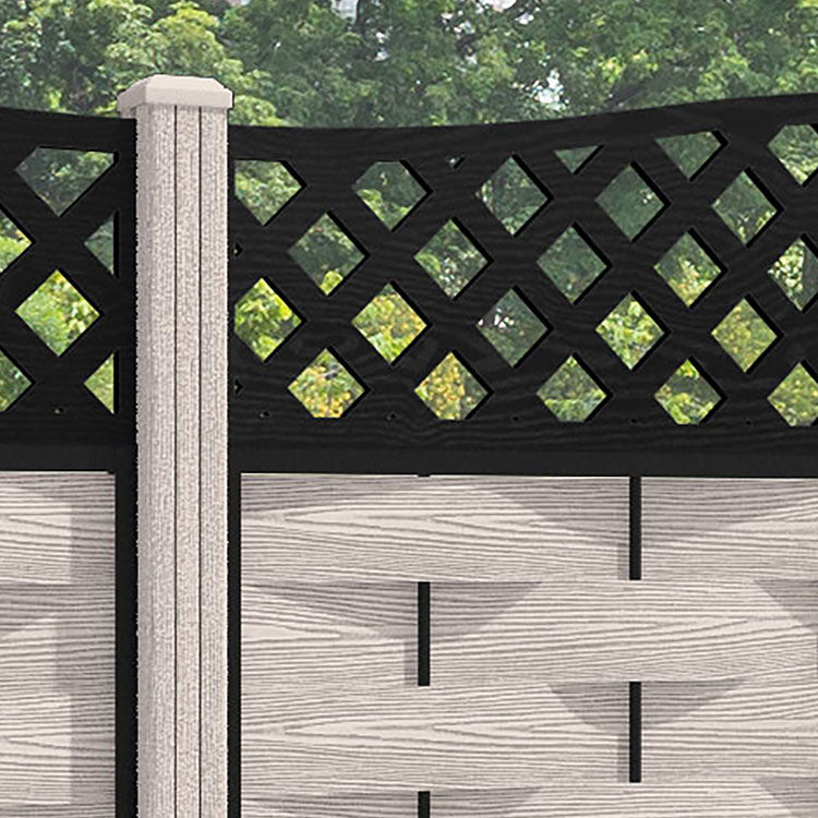 Ripple High Wave Curved Top Fence Panel - Mid Stone - with our composite posts