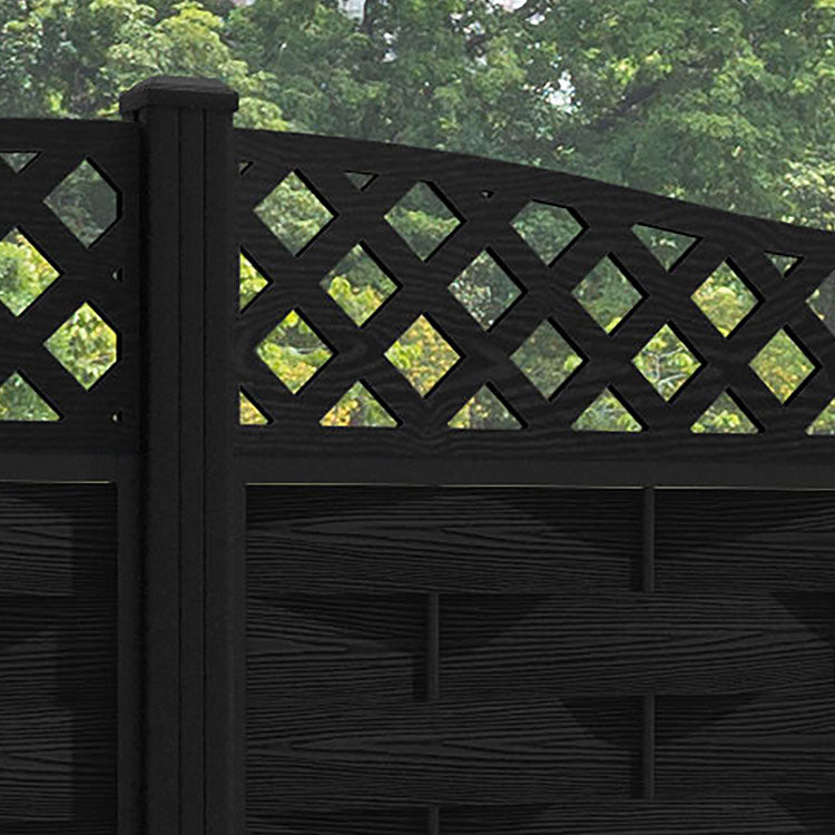 Ripple Low Wave Curved Top Fence Panel - Black - with our aluminium posts