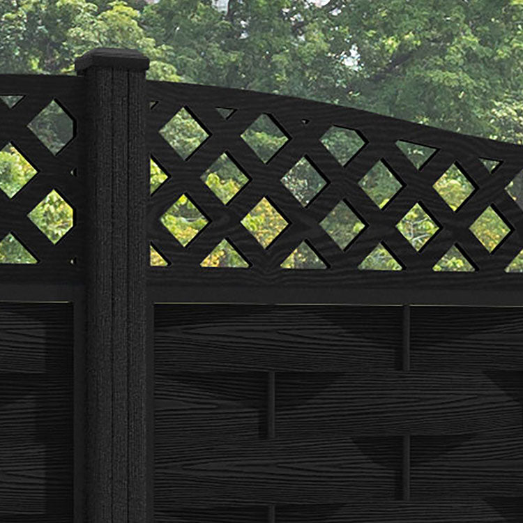 Ripple Low Wave Curved Top Fence Panel - Black - with our composite posts