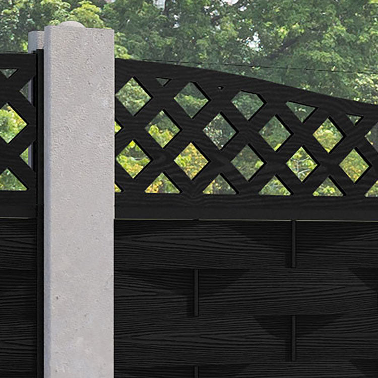 Ripple Low Wave Curved Top Fence Panel - Black - for existing concrete posts