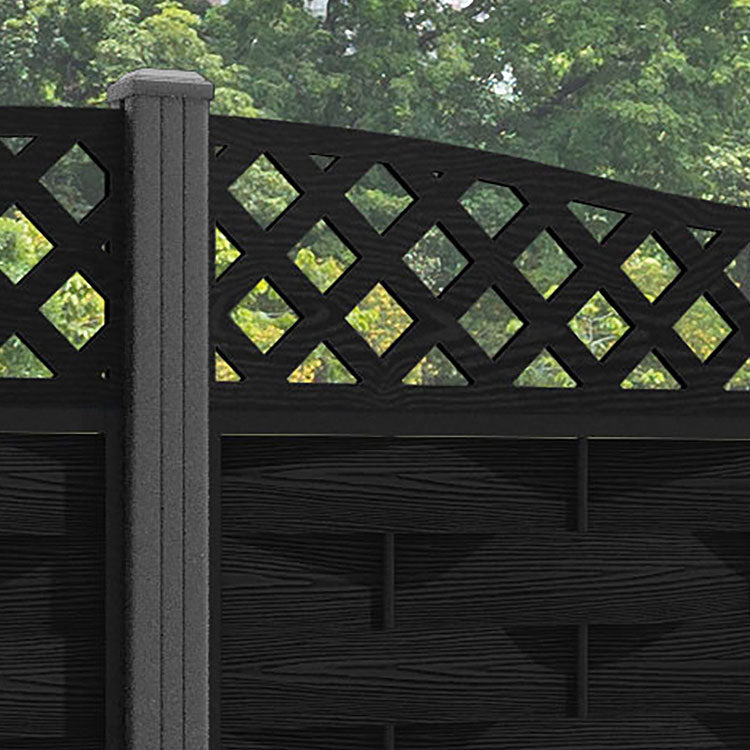 Ripple Low Wave Curved Top Fence Panel - Black - with our aluminium posts